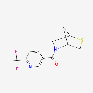 molecular formula C12H11F3N2OS B2758922 2-Thia-5-azabicyclo[2.2.1]heptan-5-yl(6-(trifluoromethyl)pyridin-3-yl)methanone CAS No. 2097913-38-5