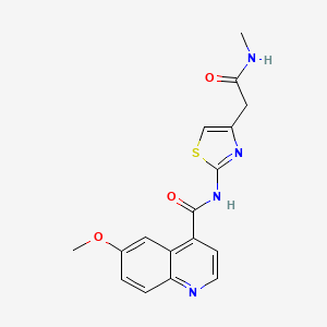 molecular formula C17H16N4O3S B2758934 6-methoxy-N-{4-[(methylcarbamoyl)methyl]-1,3-thiazol-2-yl}quinoline-4-carboxamide CAS No. 2415509-51-0