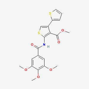 molecular formula C20H19NO6S2 B2758936 甲基-4-噻吩-2-基-2-[(3,4,5-三甲氧基苯甲酰)氨基]噻吩-3-羧酸甲酯 CAS No. 496027-94-2