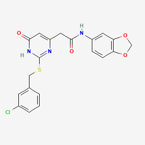 N-(benzo[d][1,3]dioxol-5-yl)-2-(2-((3-chlorobenzyl)thio)-6-oxo-1,6-dihydropyrimidin-4-yl)acetamide