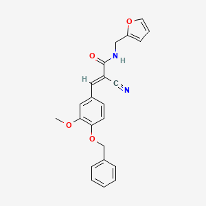 molecular formula C23H20N2O4 B2758948 (E)-2-cyano-N-(furan-2-ylmethyl)-3-(3-methoxy-4-phenylmethoxyphenyl)prop-2-enamide CAS No. 306312-17-4