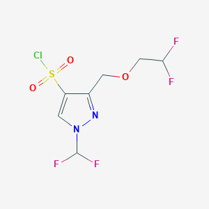 molecular formula C7H7ClF4N2O3S B2758950 3-[(2,2-difluoroethoxy)methyl]-1-(difluoromethyl)-1H-pyrazole-4-sulfonyl chloride CAS No. 1856046-01-9