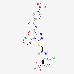 molecular formula C26H20ClF3N6O5S B2758964 N-[[5-[2-[2-氯-5-(三氟甲基)苯胺基]-2-氧代乙基]硫代-4-(2-甲氧基苯基)-1,2,4-三唑-3-基]甲基]-4-硝基苯甲酰胺 CAS No. 394662-51-2