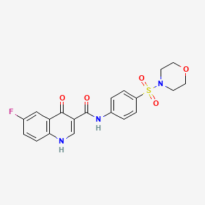 molecular formula C20H18FN3O5S B2758970 6-氟-4-羟基-N-[4-(吗啉-4-基磺酰)苯基]喹啉-3-羧酰胺 CAS No. 1018157-53-3