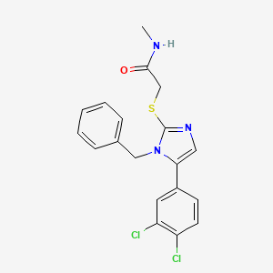 molecular formula C19H17Cl2N3OS B2758973 2-((1-benzyl-5-(3,4-dichlorophenyl)-1H-imidazol-2-yl)thio)-N-methylacetamide CAS No. 1207040-65-0