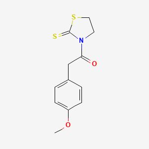 molecular formula C12H13NO2S2 B2758977 2-(4-甲氧基苯基)-1-(2-硫代甲酰基-1,3-噻唑烷-3-基)乙酮 CAS No. 863324-40-7