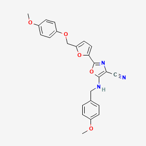 5-((4-Methoxybenzyl)amino)-2-(5-((4-methoxyphenoxy)methyl)furan-2-yl)oxazole-4-carbonitrile