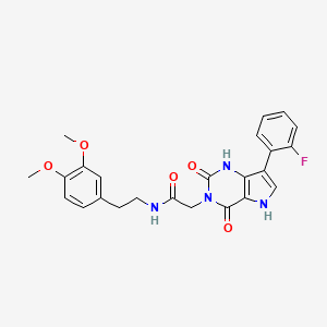 molecular formula C24H23FN4O5 B2758990 N-(3,4-dimethoxyphenethyl)-2-(7-(2-fluorophenyl)-2,4-dioxo-1H-pyrrolo[3,2-d]pyrimidin-3(2H,4H,5H)-yl)acetamide CAS No. 1115372-13-8