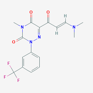 molecular formula C16H15F3N4O3 B2759005 6-[3-(dimethylamino)acryloyl]-4-methyl-2-[3-(trifluoromethyl)phenyl]-1,2,4-triazine-3,5(2H,4H)-dione CAS No. 1164482-50-1