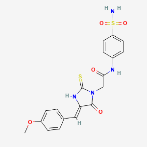 molecular formula C19H18N4O5S2 B2759006 (Z)-2-(4-(4-methoxybenzylidene)-5-oxo-2-thioxoimidazolidin-1-yl)-N-(4-sulfamoylphenyl)acetamide CAS No. 867312-08-1