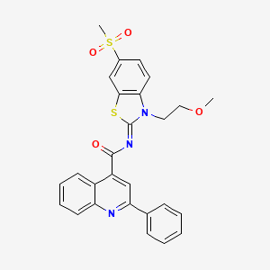 N-[3-(2-methoxyethyl)-6-methylsulfonyl-1,3-benzothiazol-2-ylidene]-2-phenylquinoline-4-carboxamide