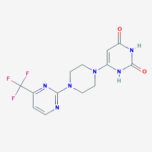 molecular formula C13H13F3N6O2 B2759014 6-(4-(4-(三氟甲基)嘧啶-2-基)哌嗪-1-基)嘧啶-2,4(1H,3H)-二酮 CAS No. 2320662-67-5