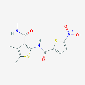 molecular formula C13H13N3O4S2 B2759019 N,4,5-trimethyl-2-[(5-nitrothiophene-2-carbonyl)amino]thiophene-3-carboxamide CAS No. 896294-39-6