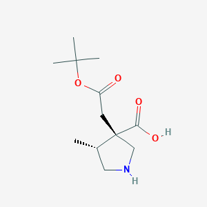 molecular formula C12H21NO4 B2759037 cis-3-[2-(Tert-butoxy)-2-oxoethyl]-4-methylpyrrolidine-3-carboxylic acid CAS No. 1427058-29-4