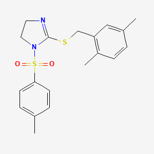 molecular formula C19H22N2O2S2 B2759038 2-((2,5-dimethylbenzyl)thio)-1-tosyl-4,5-dihydro-1H-imidazole CAS No. 868217-91-8