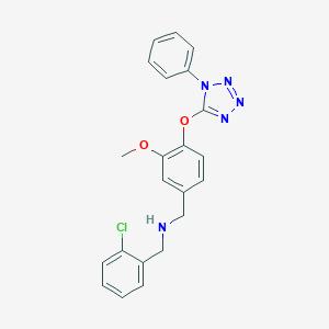 molecular formula C22H20ClN5O2 B275904 (2-chlorobenzyl){3-methoxy-4-[(1-phenyl-1H-tetrazol-5-yl)oxy]benzyl}amine 