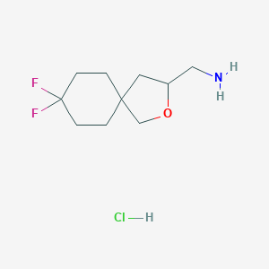 molecular formula C10H18ClF2NO B2759043 (8,8-二氟-2-氧代螺[4.5]癸烷-3-基)甲胺；盐酸盐 CAS No. 2418695-51-7