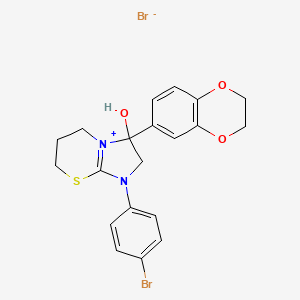 1-(4-bromophenyl)-3-(2,3-dihydrobenzo[b][1,4]dioxin-6-yl)-3-hydroxy-3,5,6,7-tetrahydro-2H-imidazo[2,1-b][1,3]thiazin-1-ium bromide