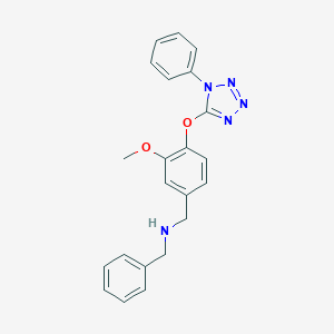 molecular formula C22H21N5O2 B275907 N-benzyl-1-{3-methoxy-4-[(1-phenyl-1H-tetrazol-5-yl)oxy]phenyl}methanamine 