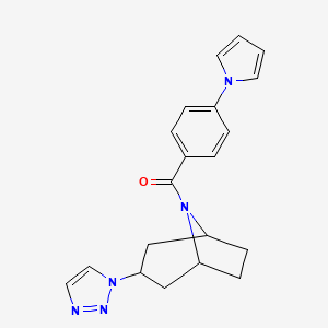 molecular formula C20H21N5O B2759077 8-[4-(1H-吡咯-1-基)苯甲酰]-3-(1H-1,2,3-三唑-1-基)-8-氮杂双环[3.2.1]辛烷 CAS No. 2191266-38-1