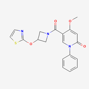 molecular formula C19H17N3O4S B2759080 4-methoxy-1-phenyl-5-(3-(thiazol-2-yloxy)azetidine-1-carbonyl)pyridin-2(1H)-one CAS No. 1797643-64-1