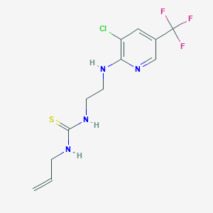 molecular formula C12H14ClF3N4S B2759087 N-allyl-N'-(2-{[3-chloro-5-(trifluoromethyl)-2-pyridinyl]amino}ethyl)thiourea CAS No. 338409-40-8