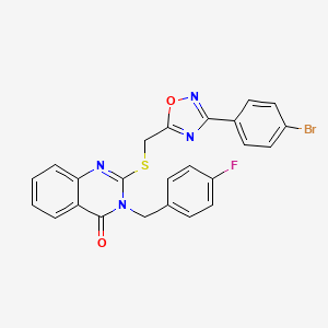 molecular formula C24H16BrFN4O2S B2759090 2-(((3-(4-bromophenyl)-1,2,4-oxadiazol-5-yl)methyl)thio)-3-(4-fluorobenzyl)quinazolin-4(3H)-one CAS No. 2034519-96-3