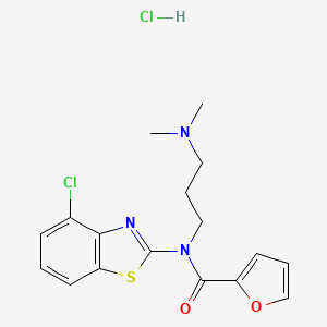 molecular formula C17H19Cl2N3O2S B2759092 N-(4-chlorobenzo[d]thiazol-2-yl)-N-(3-(dimethylamino)propyl)furan-2-carboxamide hydrochloride CAS No. 1216960-94-9
