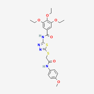 molecular formula C24H28N4O6S2 B2759096 3,4,5-triethoxy-N-[5-[2-(4-methoxyanilino)-2-oxoethyl]sulfanyl-1,3,4-thiadiazol-2-yl]benzamide CAS No. 392293-99-1