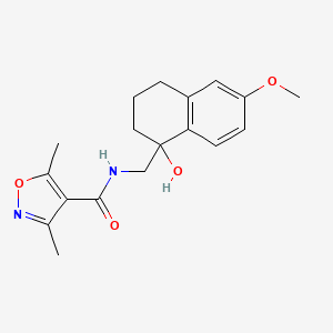 molecular formula C18H22N2O4 B2759126 N-((1-hydroxy-6-methoxy-1,2,3,4-tetrahydronaphthalen-1-yl)methyl)-3,5-dimethylisoxazole-4-carboxamide CAS No. 2034525-92-1