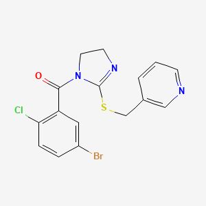 (5-bromo-2-chlorophenyl)(2-((pyridin-3-ylmethyl)thio)-4,5-dihydro-1H-imidazol-1-yl)methanone