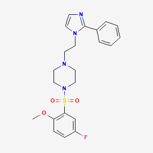 molecular formula C22H25FN4O3S B2759132 1-((5-fluoro-2-methoxyphenyl)sulfonyl)-4-(2-(2-phenyl-1H-imidazol-1-yl)ethyl)piperazine CAS No. 1797602-03-9