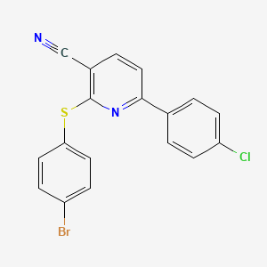 molecular formula C18H10BrClN2S B2759135 2-[(4-溴苯基)硫代]-6-(4-氯苯基)烟酰亚胺 CAS No. 252059-04-4