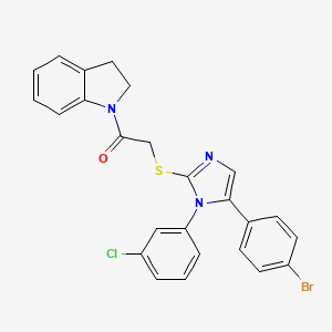 2-((5-(4-bromophenyl)-1-(3-chlorophenyl)-1H-imidazol-2-yl)thio)-1-(indolin-1-yl)ethanone