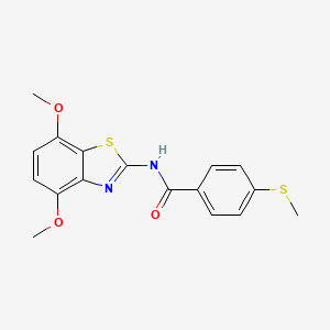 molecular formula C17H16N2O3S2 B2759138 N-(4,7-dimethoxybenzo[d]thiazol-2-yl)-4-(methylthio)benzamide CAS No. 896358-57-9
