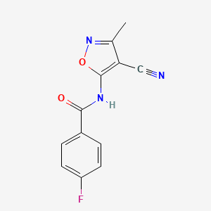 molecular formula C12H8FN3O2 B2759139 N-(4-cyano-3-methyl-5-isoxazolyl)-4-fluorobenzenecarboxamide CAS No. 478033-14-6