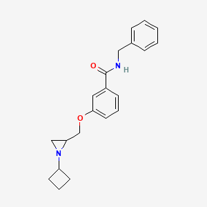 molecular formula C21H24N2O2 B2759142 N-Benzyl-3-[(1-cyclobutylaziridin-2-yl)methoxy]benzamide CAS No. 2418678-76-7
