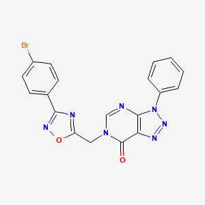 molecular formula C19H12BrN7O2 B2759149 6-{[3-(4-bromophenyl)-1,2,4-oxadiazol-5-yl]methyl}-3-phenyl-3,6-dihydro-7H-[1,2,3]triazolo[4,5-d]pyrimidin-7-one CAS No. 1223930-89-9