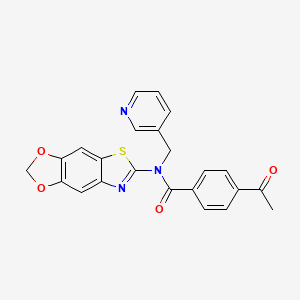 molecular formula C23H17N3O4S B2759153 N-([1,3]二氧杂环[4',5':4,5]苯并[1,2-d]噻唑-6-基)-4-乙酰-N-(吡啶-3-基甲基)苯甲酰胺 CAS No. 895019-25-7