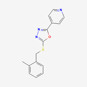 molecular formula C15H13N3OS B2759158 2-[(2-甲基苯基)甲硫基]-5-吡啶-4-基-1,3,4-噁二唑 CAS No. 477857-03-7
