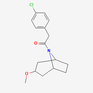 molecular formula C16H20ClNO2 B2759161 2-(4-chlorophenyl)-1-((1R,5S)-3-methoxy-8-azabicyclo[3.2.1]octan-8-yl)ethanone CAS No. 2127013-29-8