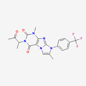 molecular formula C20H18F3N5O3 B2759172 4,7-Dimethyl-2-(3-oxobutan-2-yl)-6-[4-(trifluoromethyl)phenyl]purino[7,8-a]imidazole-1,3-dione CAS No. 878730-53-1