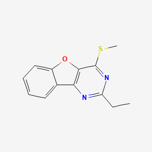 molecular formula C13H12N2OS B2759175 4-ethyl-6-(methylsulfanyl)-8-oxa-3,5-diazatricyclo[7.4.0.0,2,7]trideca-1(9),2(7),3,5,10,12-hexaene CAS No. 877647-78-4