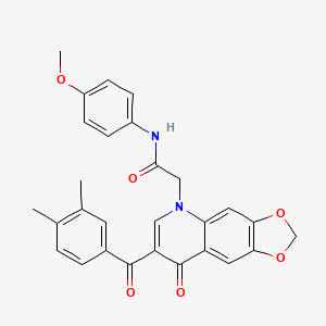 molecular formula C28H24N2O6 B2759180 2-[7-(3,4-dimethylbenzoyl)-8-oxo-2H,5H,8H-[1,3]dioxolo[4,5-g]quinolin-5-yl]-N-(4-methoxyphenyl)acetamide CAS No. 866349-76-0