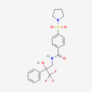 molecular formula C20H21F3N2O4S B2759183 4-(吡咯烷-1-磺酰)-N-(3,3,3-三氟-2-羟基-2-苯基丙基)苯甲酰胺 CAS No. 1351634-30-4