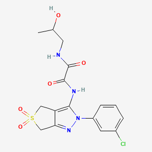 molecular formula C16H17ClN4O5S B2759186 N1-(2-(3-chlorophenyl)-5,5-dioxido-4,6-dihydro-2H-thieno[3,4-c]pyrazol-3-yl)-N2-(2-hydroxypropyl)oxalamide CAS No. 899962-30-2
