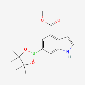 molecular formula C16H20BNO4 B2759191 甲基-6-(4,4,5,5-四甲基-1,3,2-二氧杂硼杂环戊二烯-2-基)-1H-吲哚-4-羧酸甲酯 CAS No. 2304635-05-8