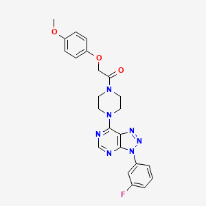 molecular formula C23H22FN7O3 B2759199 1-(4-(3-(3-fluorophenyl)-3H-[1,2,3]triazolo[4,5-d]pyrimidin-7-yl)piperazin-1-yl)-2-(4-methoxyphenoxy)ethanone CAS No. 920367-92-6