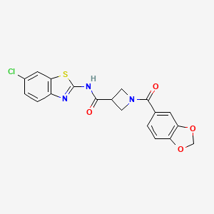 1-(benzo[d][1,3]dioxole-5-carbonyl)-N-(6-chlorobenzo[d]thiazol-2-yl)azetidine-3-carboxamide