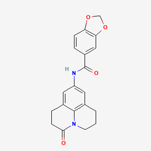 molecular formula C20H18N2O4 B2759208 N-(3-氧代-1,2,3,5,6,7-六氢吡啶并[3,2,1-ij]喹啉-9-基)苯并[d][1,3]二氧杂环戊二烯-5-羧酰胺 CAS No. 898455-47-5